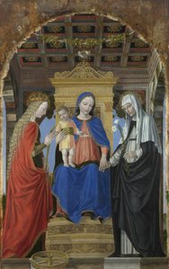 Jungfrun och barnet med Saint Catherine of Alexandria och Saint Catherine of Siena, ca. 1490