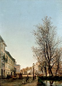 Utsikt över området Porta Venezia, Milano (målning, ca 1850) av Ambrogio Fermini