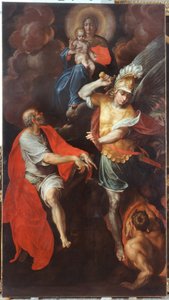 Madonna och barnet och St. Johannes evangelisten och St. Mikael