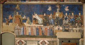 Allegory of Good Government Cykel av fresker The Allegory of the Good and Bad Government, 1338-1339 av Ambrogio Lorenzetti