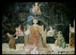 Allegory of Good Government, detalj av rättvisa inspirerad av visdom, 1338-40