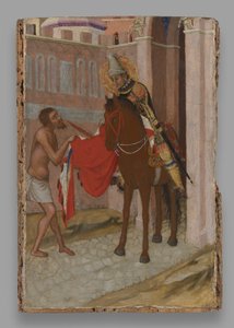 Saint Martin av Tours delar sin mantel med en tiggare av Ambrogio Lorenzetti