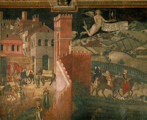 Den goda regeringens välsignelser (fresco) av Ambrogio Lorenzetti