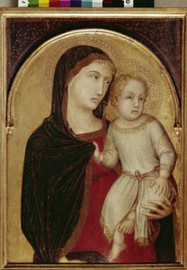 Jungfru och barn (tempera och bladguld på trä, ca 1335) av Ambrogio Lorenzetti