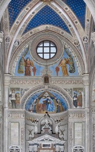 Jungfru Marias kröning med Gud och den helige Ande mellan Francesco och Ludovico Sforza, 1500-1522