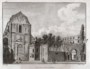 Kyrkan Blancs Manteaux i Marais-distriktet i Paris. cirka 1780 (gravyr) av Ambroise Louis Garneray