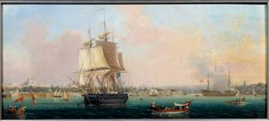 La Belle Choule framträder i Konstantinopel Målning av Ambroise Louis Garneray (1783-1857) Sevres från 1800-talet, porslinstillverkning av Ambroise Louis Garneray