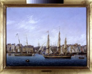 Le port du Havre, av Louis Garneray, sd. omkr. 1820, Olja på duk, H. 0,330; L. 0,460. CCIP Coll. av Ambroise Louis Garneray