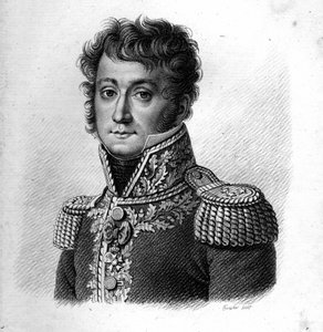 General Baron Gilbert Desiree Joseph Bachelu. (1777-1849).i "" Porträtt av de franska generalerna"". Graverad av Ambroise Tardieu 1818. Stella Collection av Ambroise Tardieu