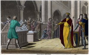 Grimoald, son till Pépin den äldre, borgmästare i palatset i Austrasia (642) under Sigebert III. Designad och graverad av Ambroise Tardieu 1825. av Ambroise Tardieu