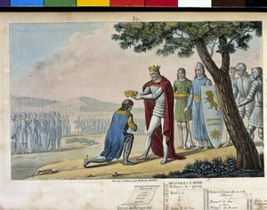 Henri I (1008 - 1060), Capetian dynasti. Vinnare av sin bror Robert le Vieux, han förlät honom och gav honom hertigdömet Bourgogne 1016 - Designad och graverad av Ambroise Tardieu 1825. av Ambroise Tardieu