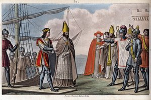 Ludvig IV av Outremer (utomlands, utomlands) (921-954), karolingisk dynasti. Han fördes tillbaka från England till Frankrike av Guillaume, Archeveque de Sens, för att återta under Hugues den stores ledning. - Rita och grava av Ambroise Tardieu 1825. av Ambroise Tardieu