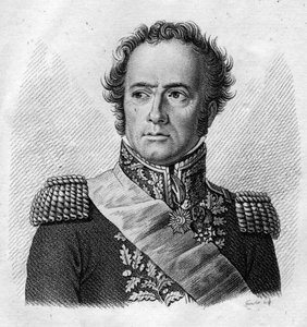 Maximilien Sébastien Foy.Fransk general och politiker (1775 till 1825) - i” Porträtt av de franska generalerna efter fransmännens segrar och erövringar””. Graverad av Ambroise Tardieu 1818. Stella Collection.