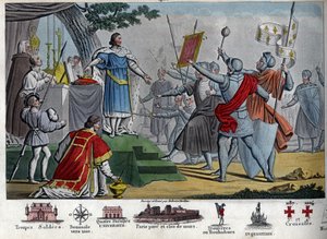Filip II (1165-1223), kung Capetian, känd som "Augustus", föreslår att ge sin krona till sina soldater om de kan behålla den en dag före slaget vid Bouvines, men alla föredrar att behålla sin kung. Genom att vinna detta slag förstörde Filip II en koalit av Ambroise Tardieu