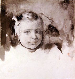 Ung tjejs huvud (penna och akvarell på papper) av Ambrose McEvoy