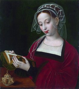 ""Mary Magdalene reading"" Målning av Ambrosius Benson (1495-1550) ca 1525 London National Gallery av Ambrosius Benson