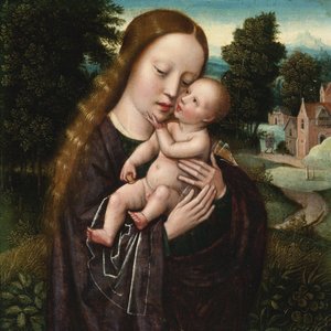 Jungfru och barn - Ambrosius Benson (1495-1550). Olja på trä. Mått: 14,5x14,5 cm. Privat samling