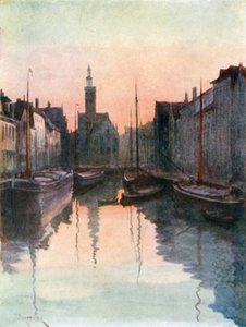Quai du Miroir, Brygge (färglitografi)