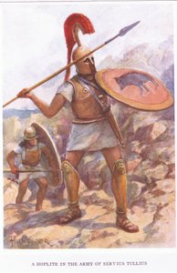 En hoplit i Servius Tullius armé, illustration från The Roman Soldier, 1928