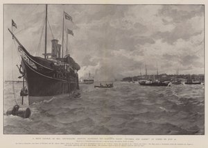 Ett privat råd till sjöss, rådsmedlemmar anländer tillsammans med Hans Majestäts Yacht Victoria och Albert vid Cowes den 26 juli