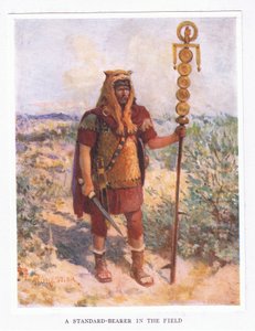 En fanbärare i fält, illustration från The Roman Soldier, 1928 av Amedee Forestier
