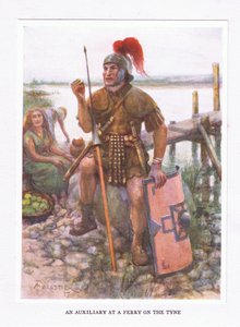 En assistent vid en färja på Tyne, illustration från The Roman Soldier, 1928