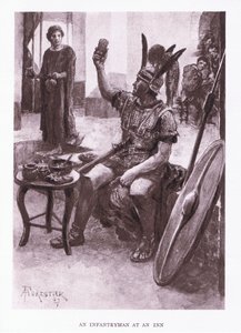 En infanterist på ett värdshus, illustration från The Roman Soldier, 1928