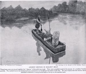 Forntida britter i grävda båtar, illustration från "Hutchinson