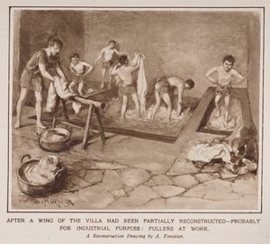 Fullers at work, från en artikel med titeln "The Country Life of the Romans in England" i Illustrated London News av Amedee Forestier