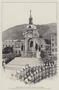 Jubileumsstatyn av drottningen avtäckt i Hong-Kong av Amedee Forestier