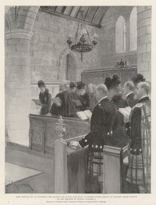 Kung Edward VII i Balmoral, hans majestät och drottning Alexandra närvarar i gudstjänst i Crathie Parish Church på söndagsmorgonen den 6 oktober
