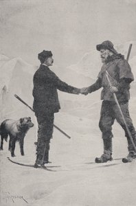 Möte mellan polarforskarna Frederick George Jackson och Fridtjof Nansen, Franz Josef Land, 1896 av Amedee Forestier