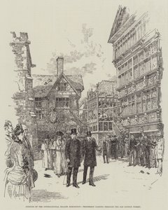 Invigning av den internationella hälsoutställningen, procession som går genom Old London Street