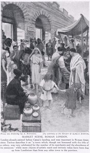 Romersk marknadsscen, London, illustration från 