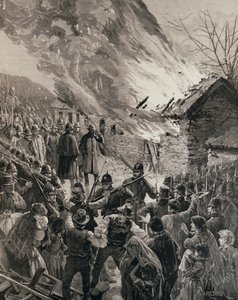 The Rent War in Ireland: Burning the Houses of Evicted Tenants at Glenbeigh, County Derry, från 