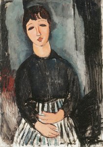 En tjänare i ett randigt förkläde, 1916 av Amedeo Modigliani