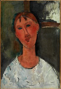 Flicka i en vit blus, ca 1915 (olja på duk) av Amedeo Modigliani