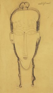 Chef för en karyatid i en huvudklänning, 1911 av Amedeo Modigliani