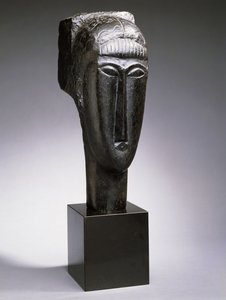 Huvud av en kvinna med lugg; Tete de Femme a la Frange, 1912 av Amedeo Modigliani