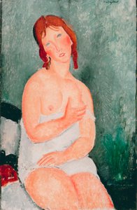 Ung kvinna med skjorta - Målning av Amedeo Modigliani (1884-1920) av Amedeo Modigliani