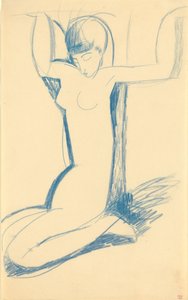 Knästående blå karyatid (Anna Akmatova av Amedeo Modigliani
