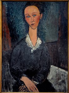 La woman au col blanc Målning av Amedeo Modigliani (1884-1920) 1900-talets sön. 0,92x0,6 m Grenoble, musee des Beaux Arts av Amedeo Modigliani