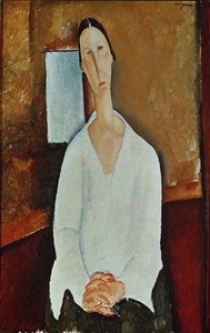 Madame Zborowska med knäppta händer, ca 1917 av Amedeo Modigliani