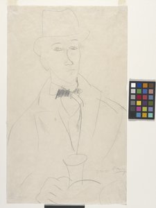 Porträtt av konstnären, Othon Friesz (penna på vitt papper) av Amedeo Modigliani