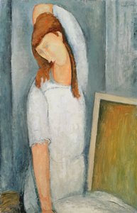 Porträtt av Jeanne Hebuterne (1898-1920) med sin vänstra arm bakom huvudet