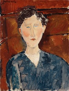 Porträtt av en kvinna i en blå blus, c.1916 av Amedeo Modigliani