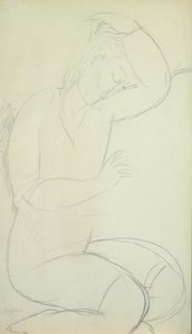 Sovande kvinna (blyerts på papper) av Amedeo Modigliani