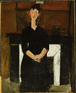 Kvinna vid en öppen spis, 1915 av Amedeo Modigliani