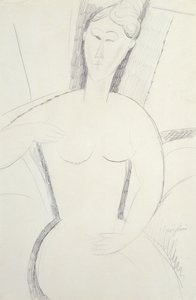 Kvinna som sitter ner (penna) av Amedeo Modigliani