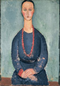 Kvinna med ett rött halsband, 1918 av Amedeo Modigliani